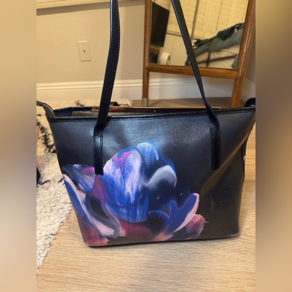 Ted Baker “Cosmic Bloom” Black Leather Tote - Picture 9 of 14